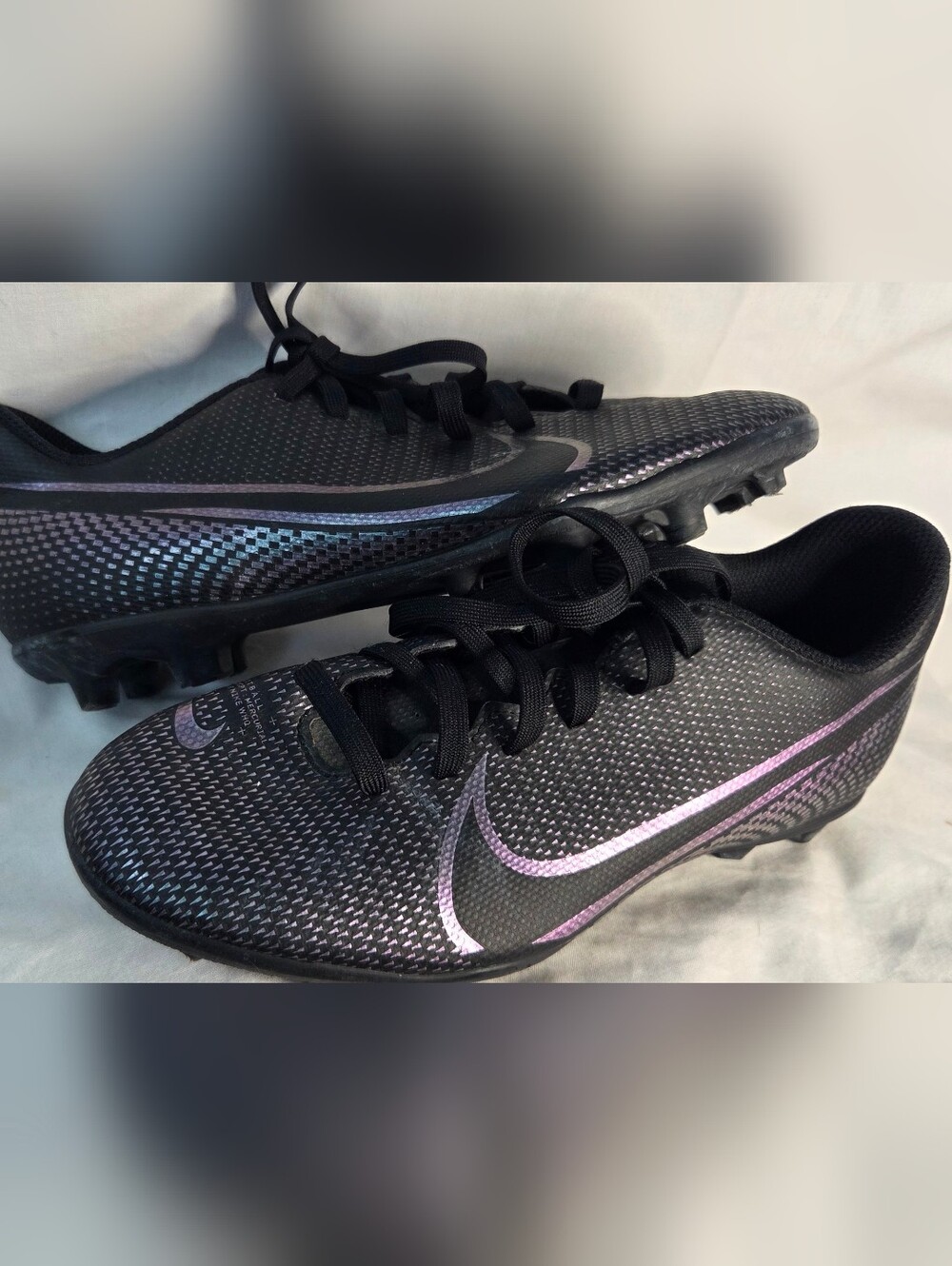 Black Nike Merc Soccer Shoes Outdoor Soccer Cleats Junior Sz 4.5yrs Sleek Speed